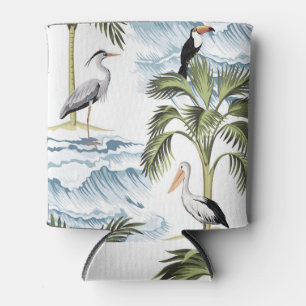 Hawaiian vintage, floral summer pattern. can cooler