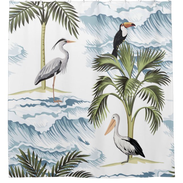Hawaiian vintage, floral summer pattern. shower curtain (Front)