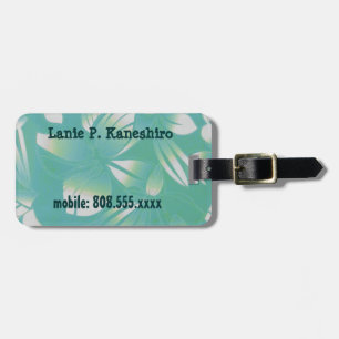 Hawaiian Vintage Floral Turquoise Luggage Tag