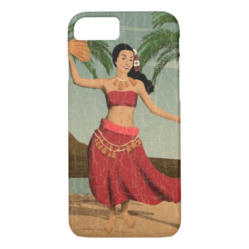 Hawaiian Vintage Hula Girl Distressed Postcard iPhone 87 Case