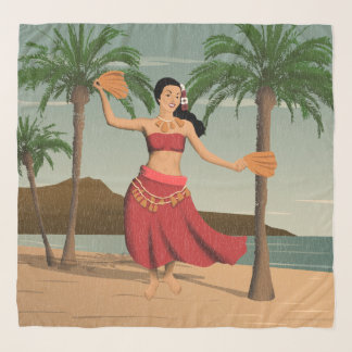 Hawaiian Vintage Hula Girl Distressed Postcard  Scarf