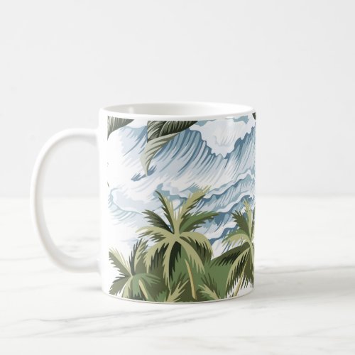 Hawaiian vintage island  palm tree  boat  pink  coffee mug