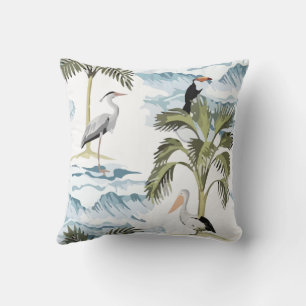 Hawaiian Vintage Island Palm Tree Throw Pillow