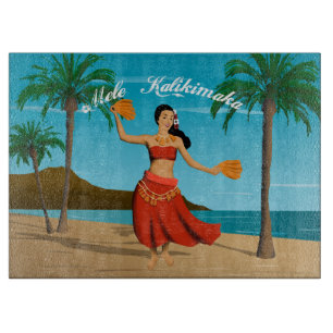 Hawaiian Vintage Mele Kalikimaka Postcard Cutting Board