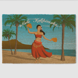 Hawaiian Vintage Mele Kalikimaka Postcard Fiber Doormat
