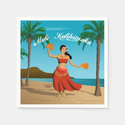 Hawaiian Vintage Mele Kalikimaka Postcard Paper Napkins