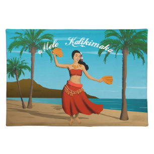 Hawaiian Vintage Mele Kalikimaka Postcard Placemat