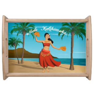 Hawaiian Vintage Mele Kalikimaka Postcard Serving Tray