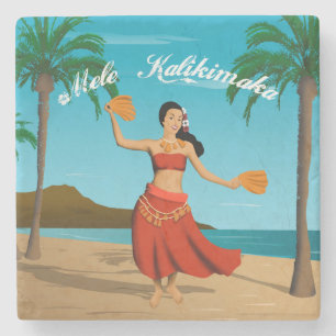 Hawaiian Vintage Mele Kalikimaka Postcard Stone Coaster