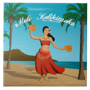 Hawaiian Vintage Mele Kalikimaka Postcard Tile