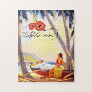 Hawaiian Vintage Oil Scenic Painting Jigsaw Puzzle