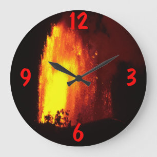 Hawaiian volcano lava flow large clock