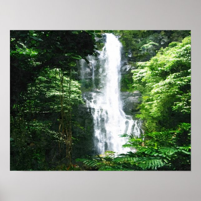 Hawaiian Waterfall-oil painting print (Front)
