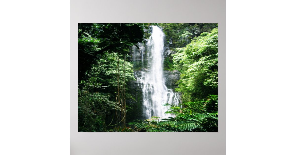 Hawaiian Waterfall Poster | Zazzle