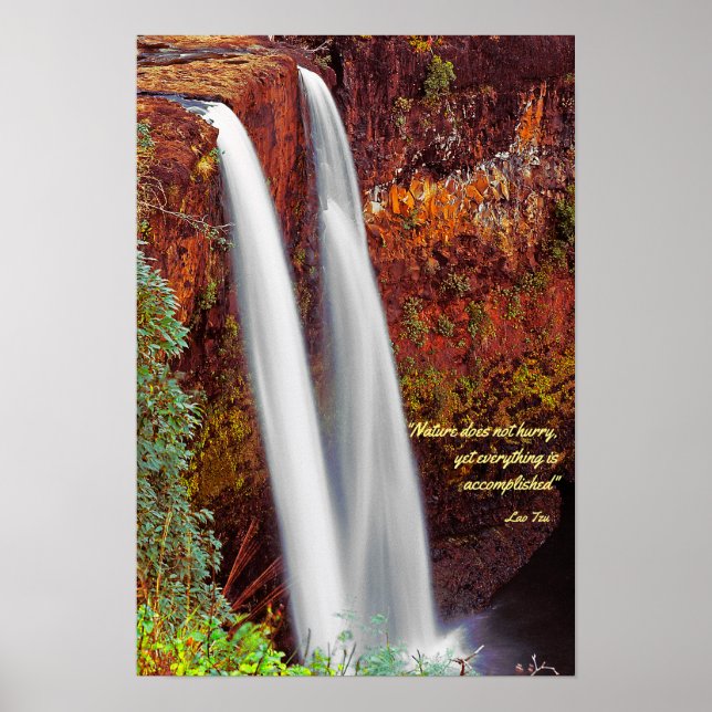 Hawaiian Waterfall With Lao Tzu Quote Poster (Front)