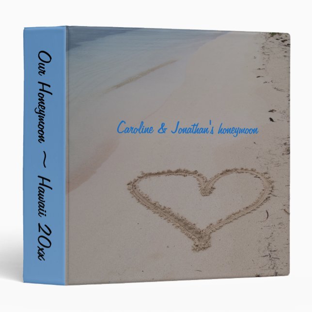 Hawaiian Wedding Heart in Sand photo album Binder (Front/Spine)