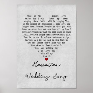 Hawaiian Wedding Song Gray Heart Song Lyric Print