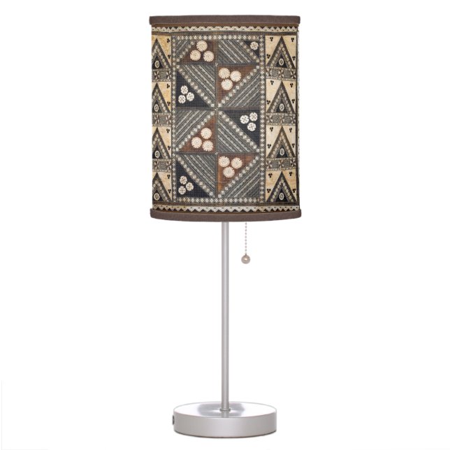 Hawaiian Wedding Tapa Cloth Table Lamp (Left)