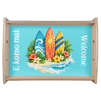 Hawaiian Welcome Tropical Surfboards Coastal Serving Tray
