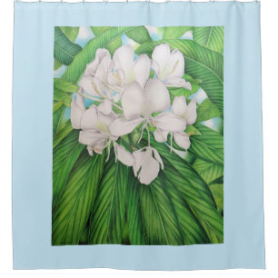 Hawaiian White Ginger Shower Curtain