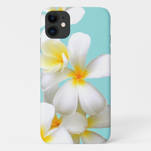 Hawaiian white plumeria flower blue Case-Mate iPhone case (Back)