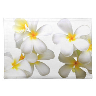 Hawaiian white plumeria flower cloth placemat