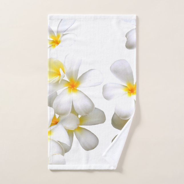 Hawaiian white plumeria flower hand towel  (Hand Towel)