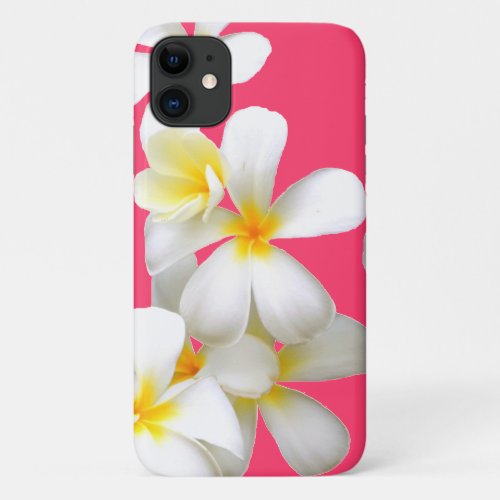 Hawaiian white plumeria flower pink iPhone 11 case