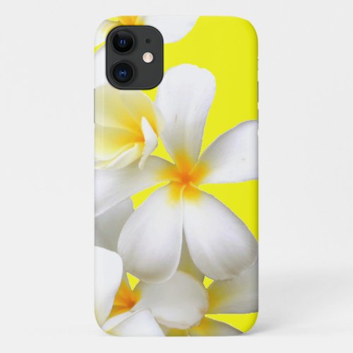 Hawaiian white plumeria flower yellow iPhone 11 case