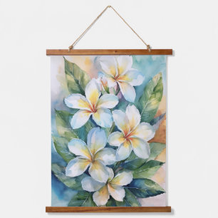 Hawaiian White Plumeria Hanging Tapestry