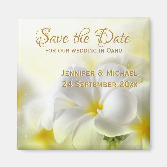 Hawaiian White Plumeria Magnet (Front)