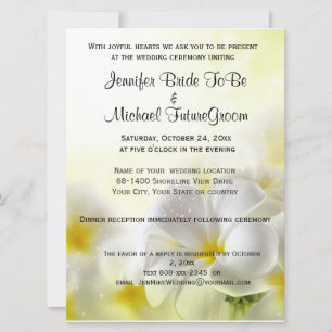 Hawaiian White Plumeria Wedding and Reception Invitation