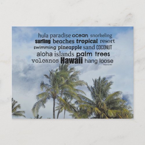 Hawaiian Word Collage Postcard