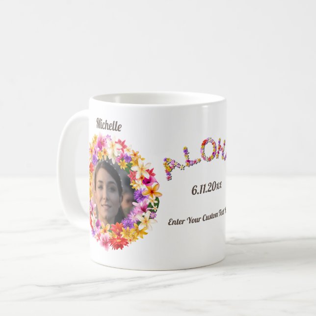 Hawaiian Wreath With 2 Custom Portraits Coffee Mug (Front Left)