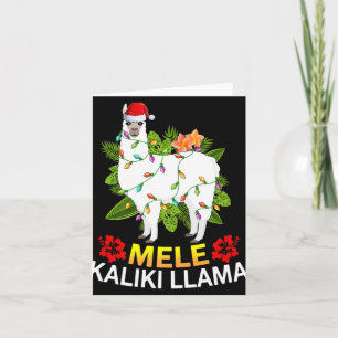 Hawaiian Xmas Llama Lights Mele Kalikimaka Llama C Card