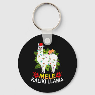 Hawaiian Xmas Llama Lights Mele Kalikimaka Llama C Keychain
