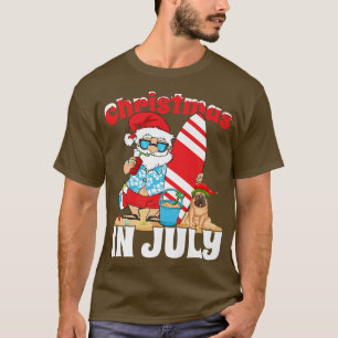 Hawaiian Xmas Summer Surf Surfing Santa Christmas  T-Shirt