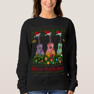 Hawaiian Xmas Ugly Mele Kalikimaka Ukulele Guitar  Sweatshirt