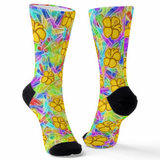 Hawaiian Yellow Flowers  Socks