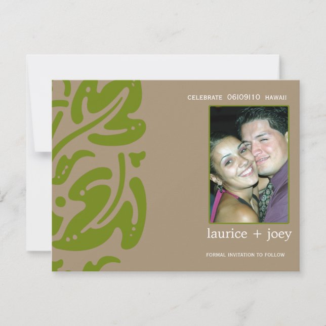 Hawaiin -Save the date -Green Save The Date (Front)