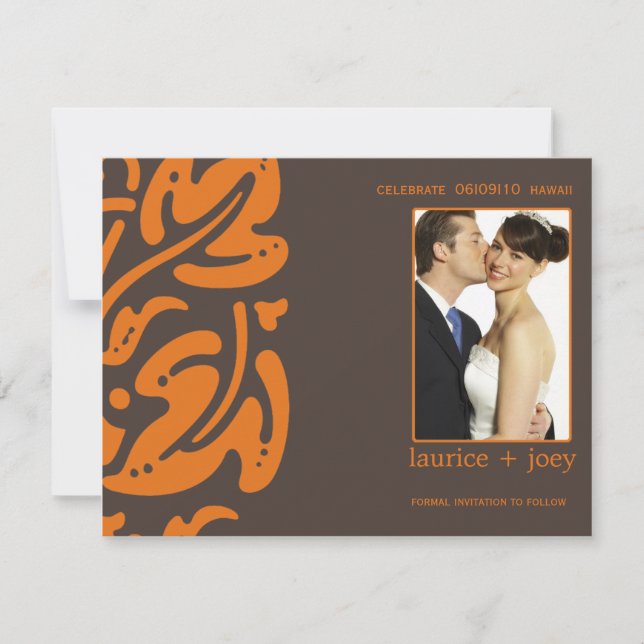 Hawaiin -Save the date -Orange Save The Date (Front)