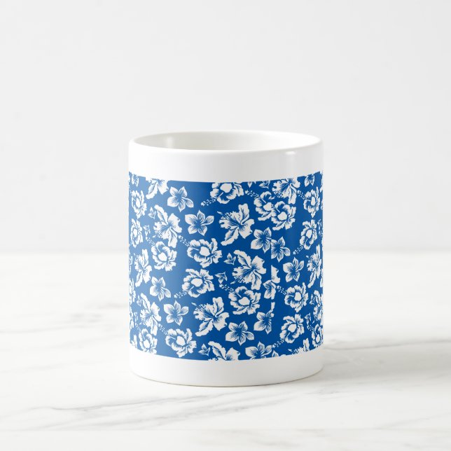 Hawiian Blue Flower Pattern Coffee Mug (Center)