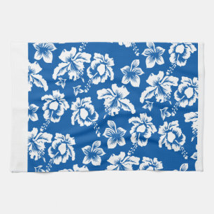 Hawiian Blue Flower Pattern Kitchen Towel