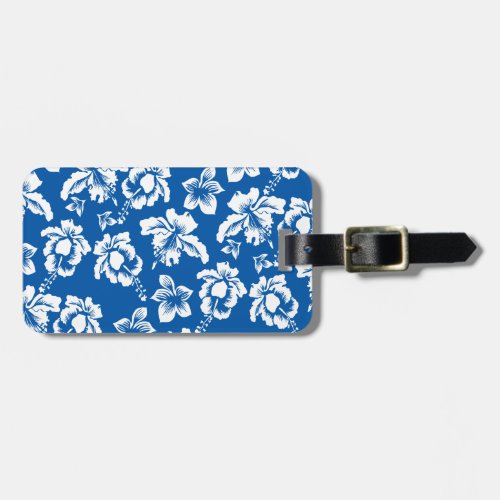 Hawiian Blue Flower Pattern Luggage Tag