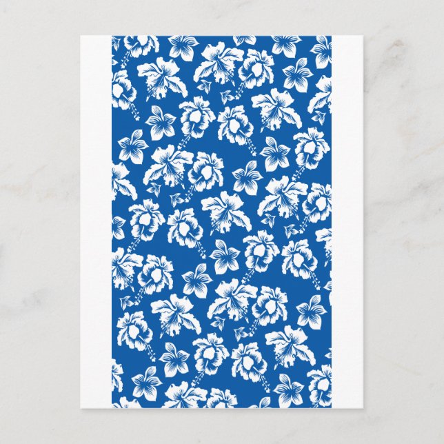 Hawiian Blue Flower Pattern Postcard (Front)