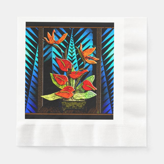 Hawiian Christmas Bouquet Napkins (Front)