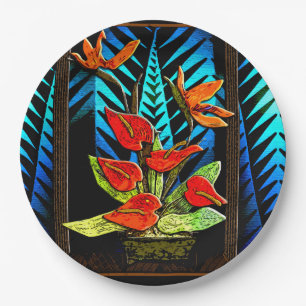 Hawiian Christmas Bouquet Paper Plates