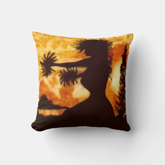 Hawiian Hula Dancer Throw Pillow (Front)