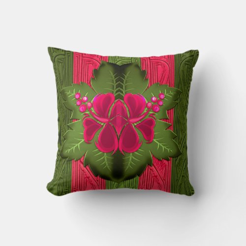 Hawiian Orchids on Vertical Stripes Throw Pillow