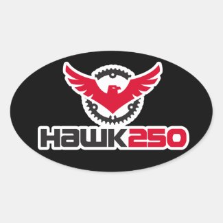 Hawk 250 Logo Black Background Oval Sticker